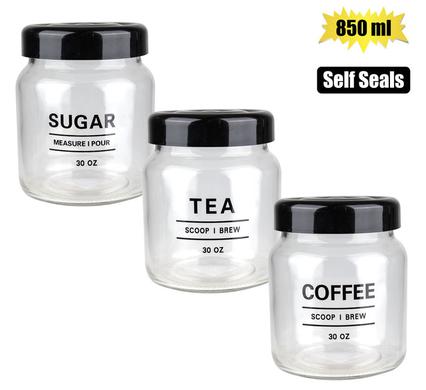 Storage-jar gls sugar/tea/coffee 850ml