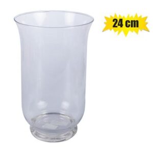 Vase glass clear hurricane 24cm