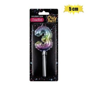 Candle birthday balloon-3 rainbow 5cm