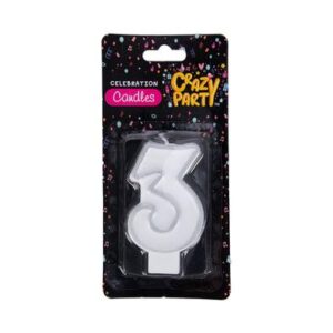 Candle birthday single number-3 silver