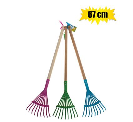 Garden kids leaf rake 67cm asstd