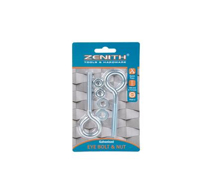 Eye-bolt+nut galv 100 x 7.9mm 2pce