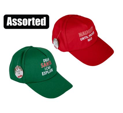 Xmas dress up peak cap w/print asstd