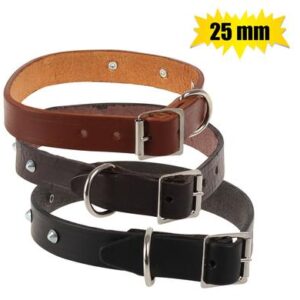 Pet dog-collar leather rivetted 25mm
