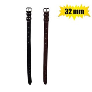 Pet dog-collar leather rivetted 32mm