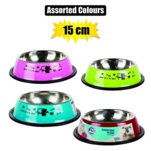 Pet dog/cat bowl s/s asstd colors 11cm
