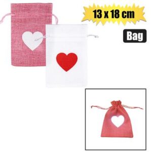 Gift-bag cloth med 13x18cm love heart
