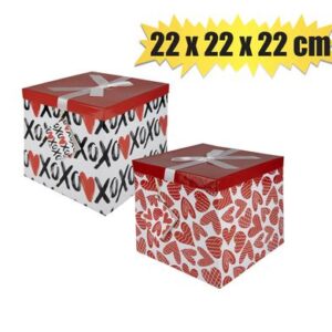 Gift box flat pack 22x22x22cm red/love