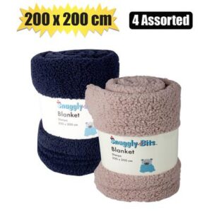 Blanket sherpa 200 x 200cm asstd