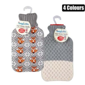 Hotwater bottle 2l w/knit-cover asstd