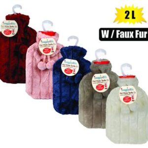 Hotwater bottle w/faux fur cover 2l