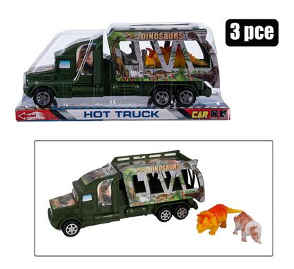 Vehicle playset truck w/2 dinos 3pc