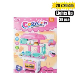 Playset kitchen stove & acc 38pc 28x20cm