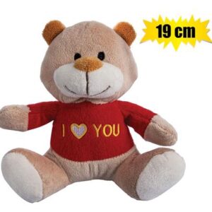 Plush love bear brown & red 19cm