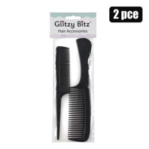 Hair comb plastic 2pc handle+tail