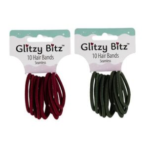 Hair band elastic 10pc green/maroon