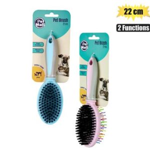Pet dog/cat brush 22cm 2-function asst