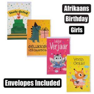 Card & envelope birthday - girl afr