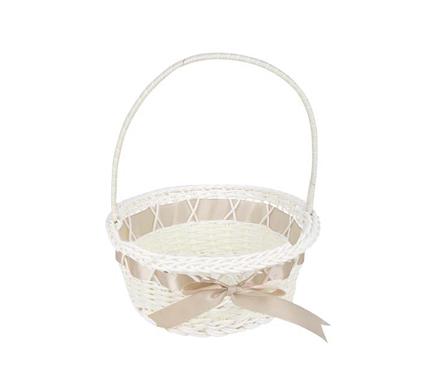 Woven plastic basket w/handle 24cm
