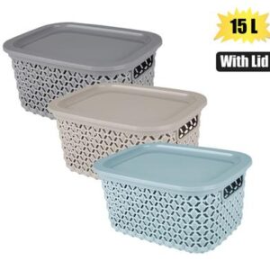 Basket pl pointy 28x38x18cm 15l w/lid