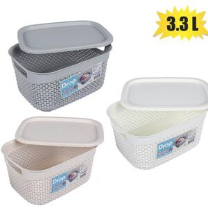Basket pl drop patt 23x17x12cm 3.3l lid