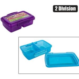 Lunch box w/clips 2-div 16x10x3cm