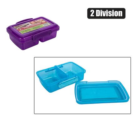Lunch box w/clips 2-div 16x10x3cm