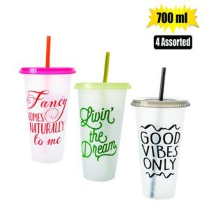 Tumbler sipper w/straw 700ml printed