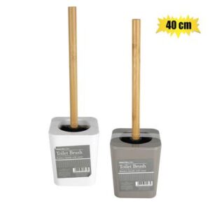 Toilet brush bamboo handle w/stand asstd
