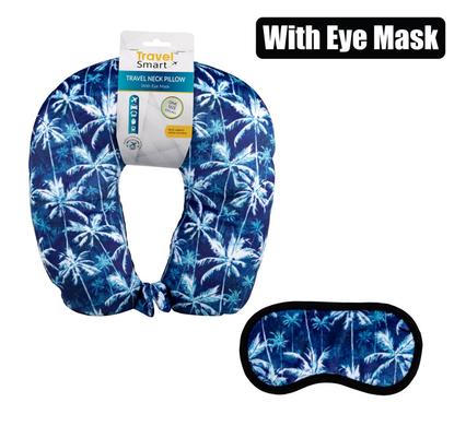 Travel neck pillow w/eye mask