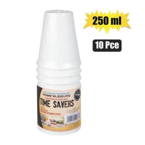 Picnic cups foam 250ml 10pce disposable