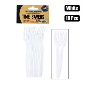 Cutlery pl forks 10pce white/clear