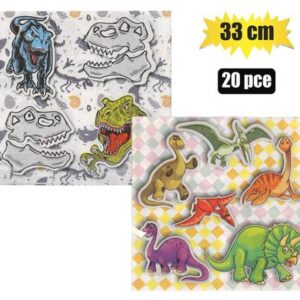 Serviettes 2ply 33cm 20pc dinosaurs