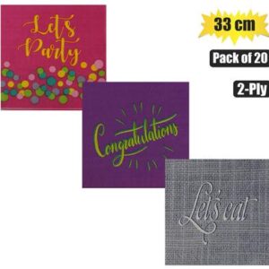 Serviettes 2ply 33cm 20pc words