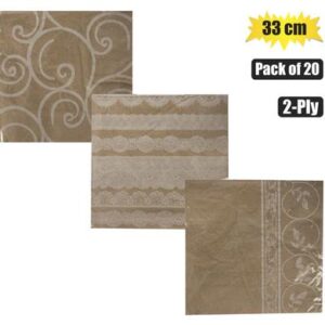 Serviettes 2ply 33cm 20pc kraft