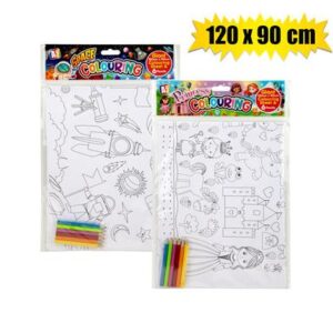 Colouring sheet 120x90cm w/pencil asstd
